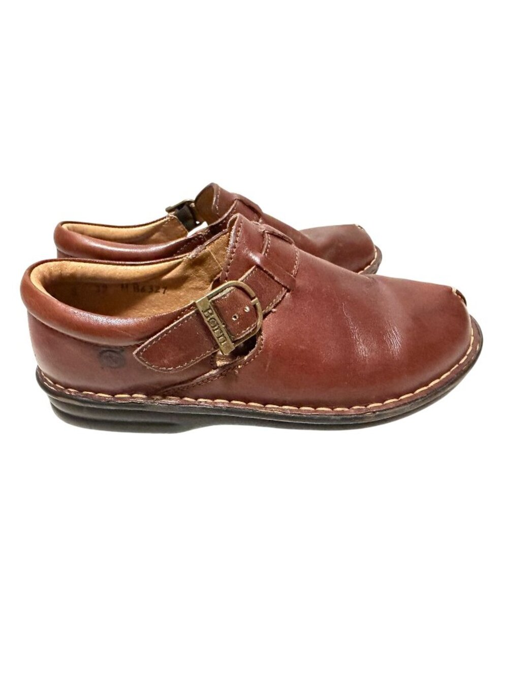 Born Brown Leather Monk Strap Buckle Slip-on Womens Loafer Shoe B6327 Size 8 M